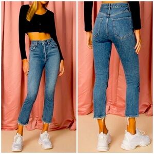 AGOLDE Riley Women's Size 28 Silence Button Fly High-Rise Cropped Organi…
